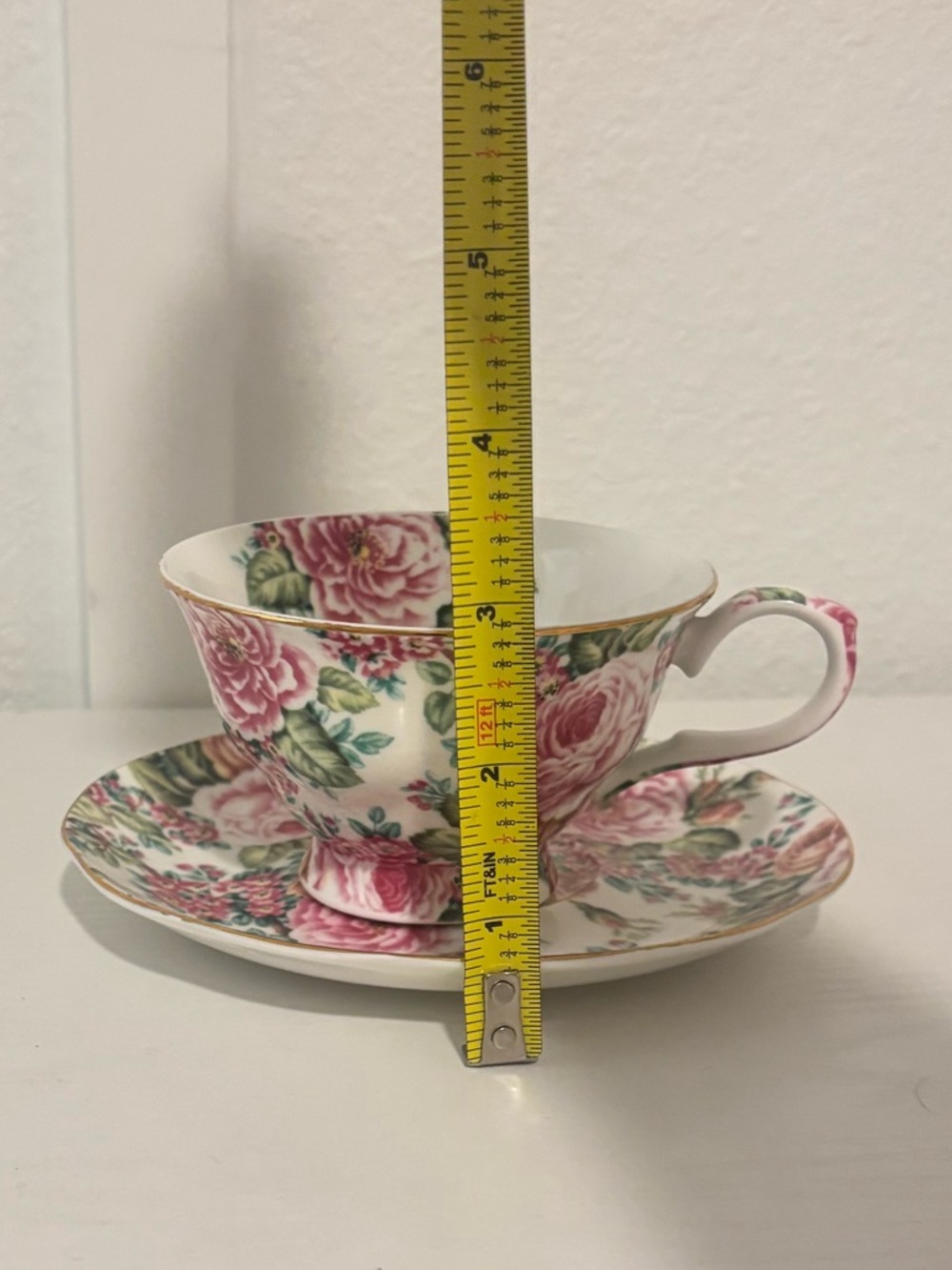Vintage Edwardian Pink Rose Victorian Romantic Chintz Teacup and Saucer. - Picture 7 of 7